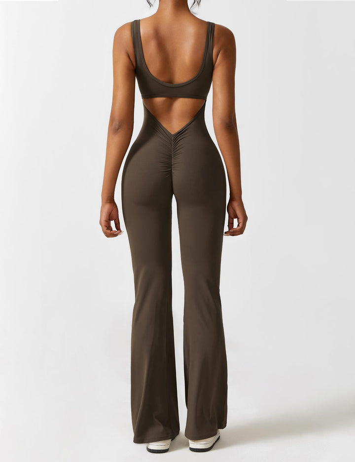 Drune | Hals Jumpsuit mit Ausgestellten Beinen | Elegantes und Figurbetontes Design
