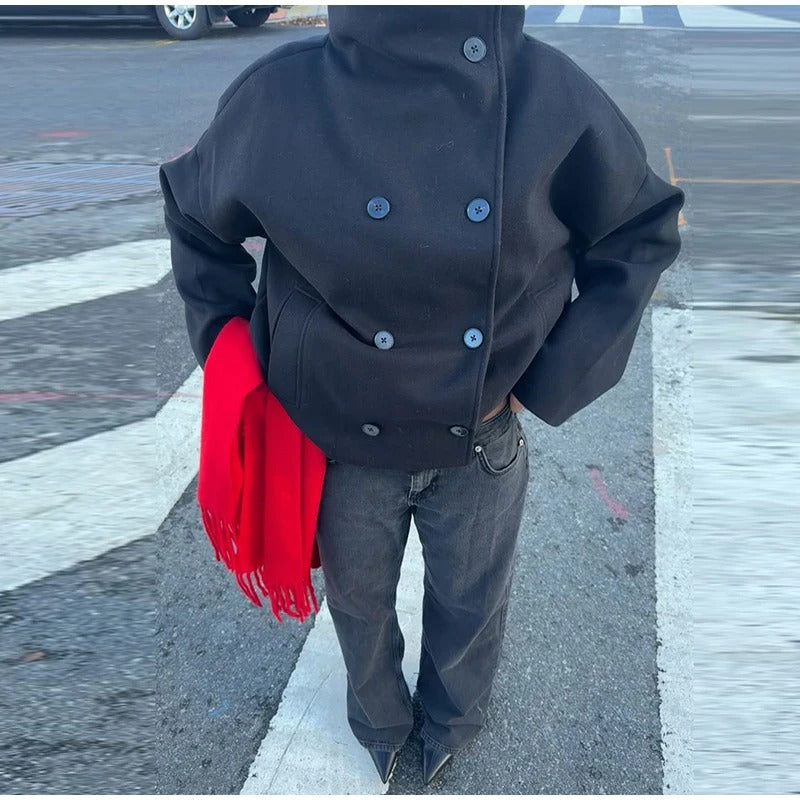 Drune | Wollmischung Jacke mit Hohem Kragen und Knöpfen