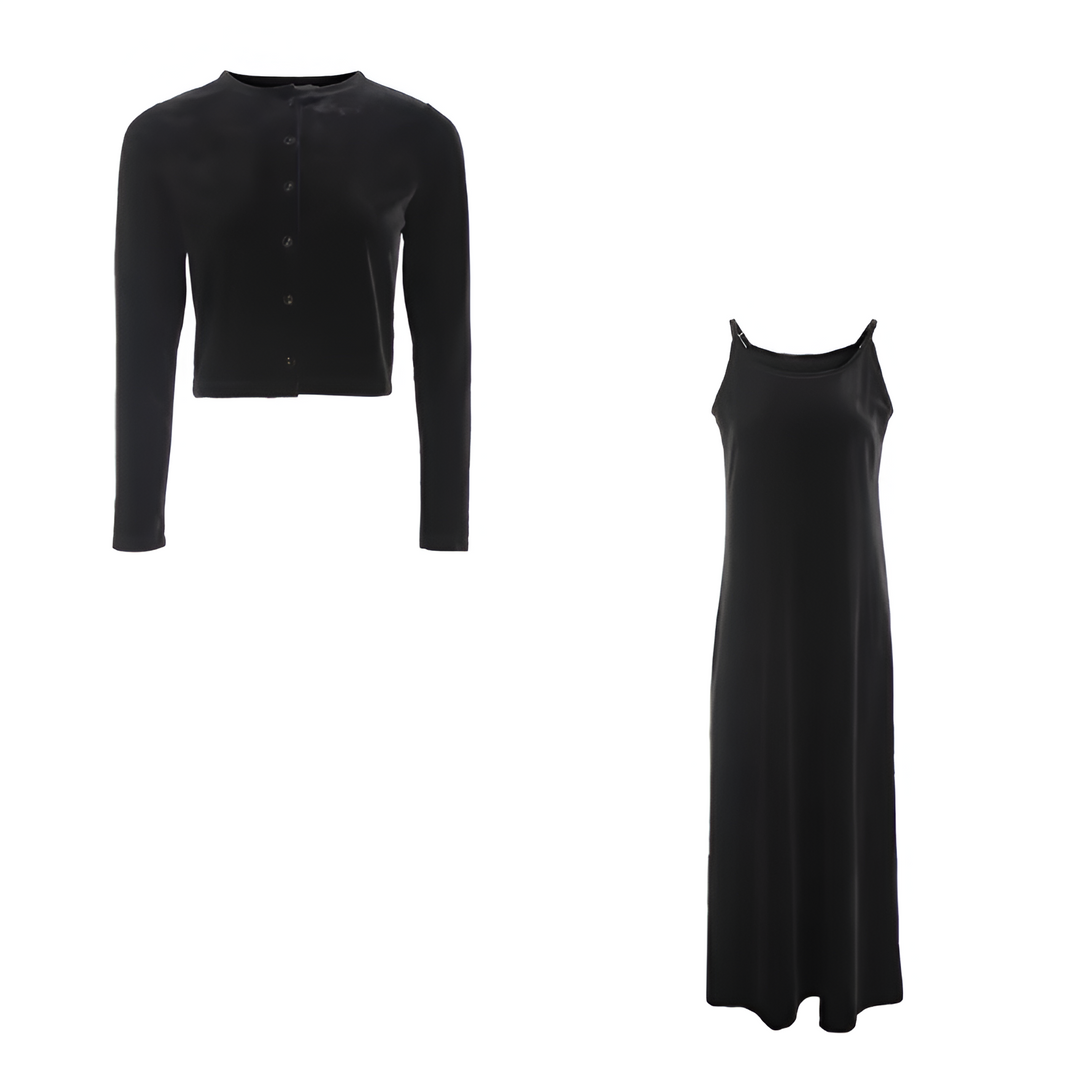 Drune | Elegantes Set aus Samtweste und Kleid mit Gürtel