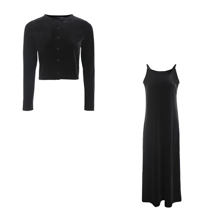 Drune | Elegantes Set aus Samtweste und Kleid mit Gürtel