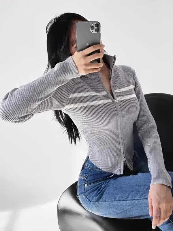 Drune | Gestreifter Strickjacke Pullover