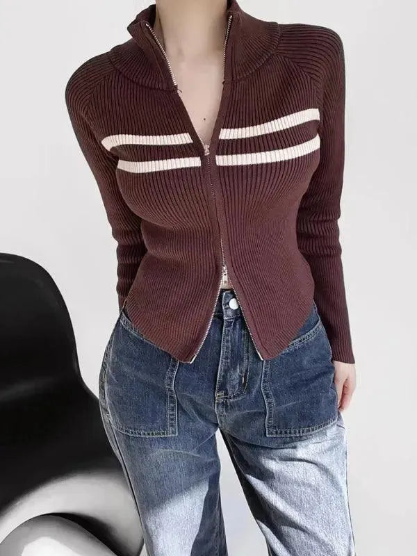 Drune | Gestreifter Strickjacke Pullover