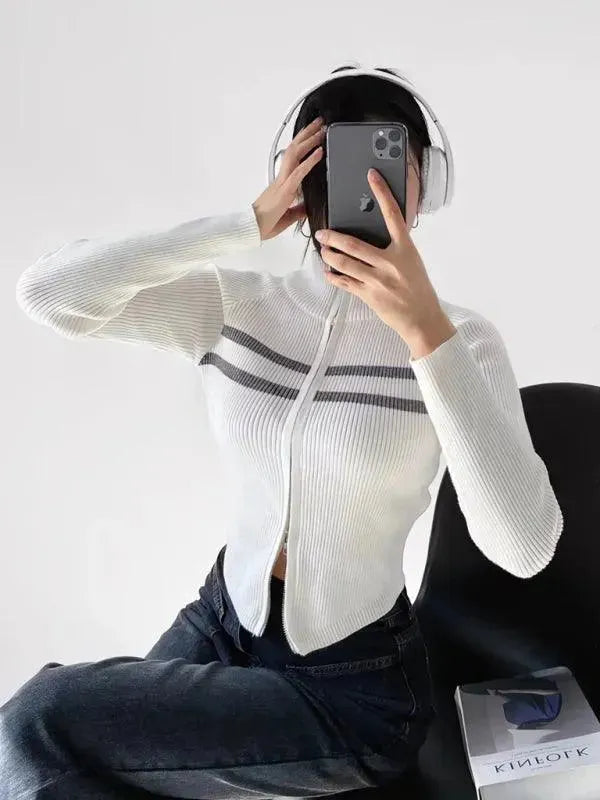 Drune | Gestreifter Strickjacke Pullover