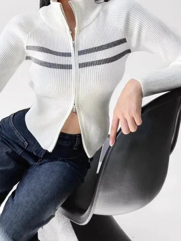 Drune | Gestreifter Strickjacke Pullover