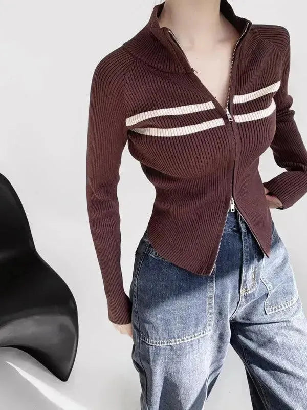 Drune | Gestreifter Strickjacke Pullover