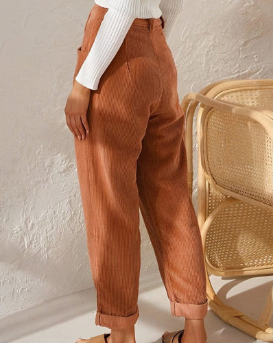 Drune | Elegante Cordhosen für Damen mit Hohem Bund