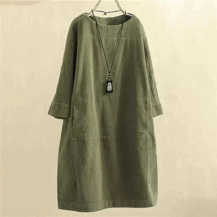 Drune LUNA - Vintage Herbst Kord Midikleid