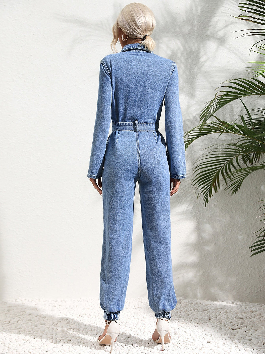 Drune Jumpsuit mit Pattentasche und Jeansgürtel