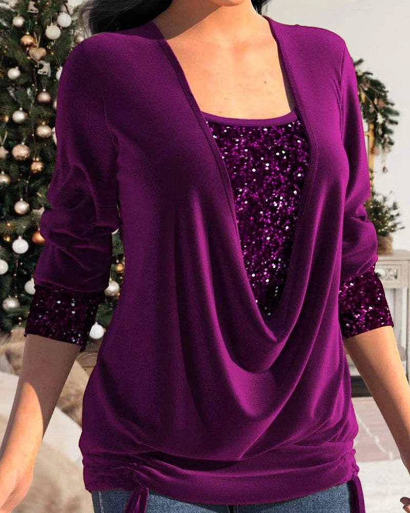Drune - Langärmeliges Damen Shirt mit Pailletten