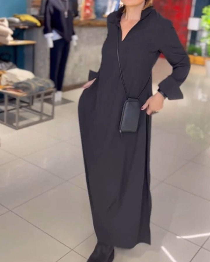 Drune langes Kleid mit Seitenschlitz