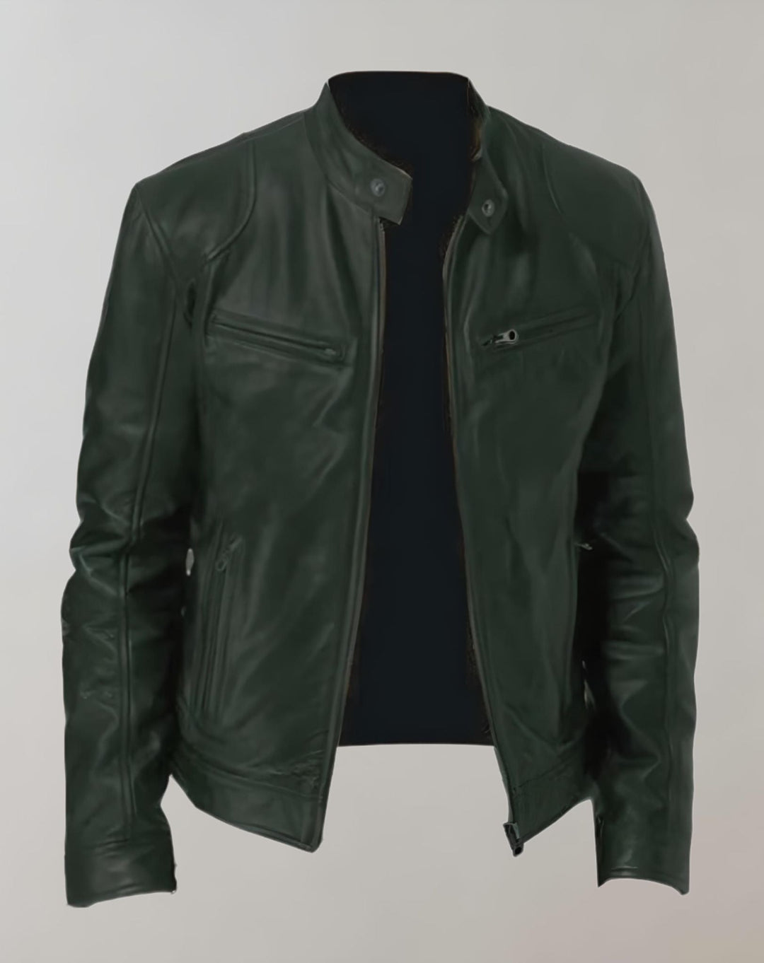 Drune - Gut sitzende glänzende Lederjacke mit Reißverschluss für Herren Jacke