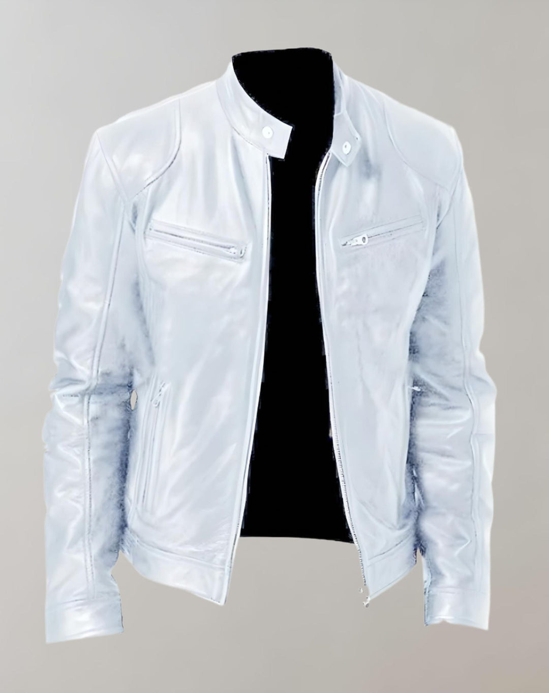 Drune - Gut sitzende glänzende Lederjacke mit Reißverschluss für Herren Jacke