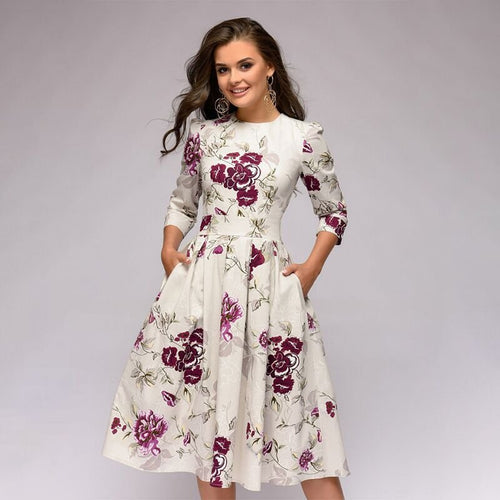 Drune - Retrozo edles, mittellanges Kleid
