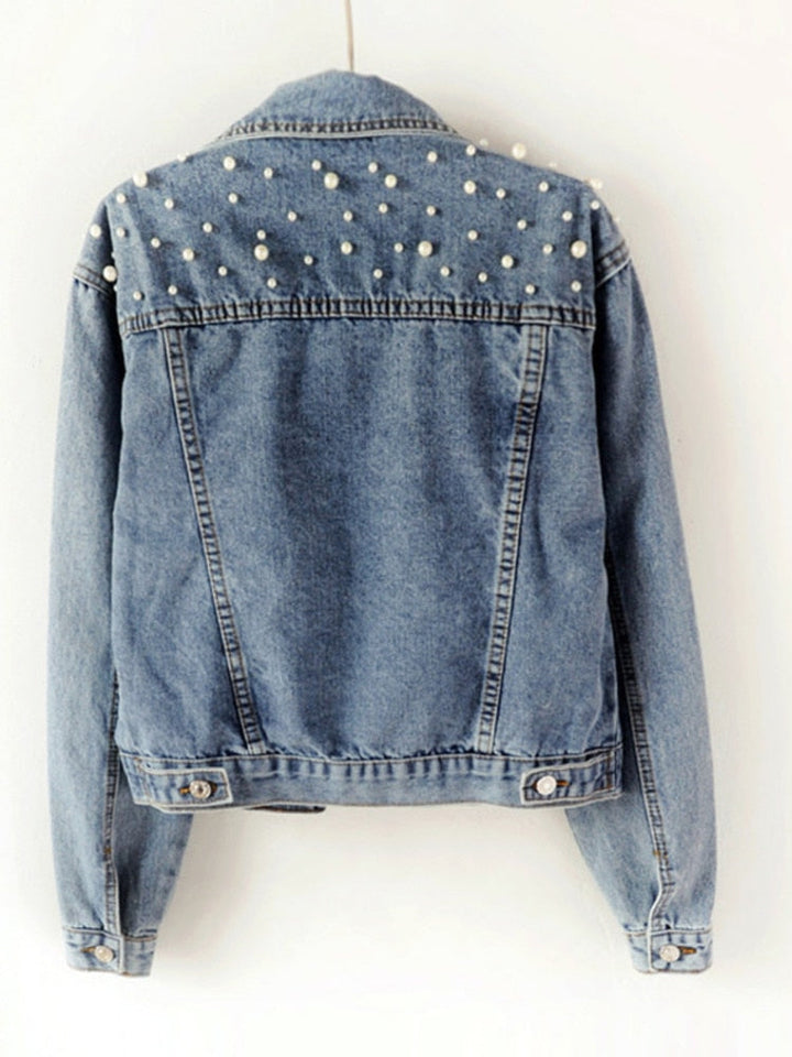 Drune Exklusive Lina Jeansjacke | Denim-Liebling mit stilvoller Perlenverzierung