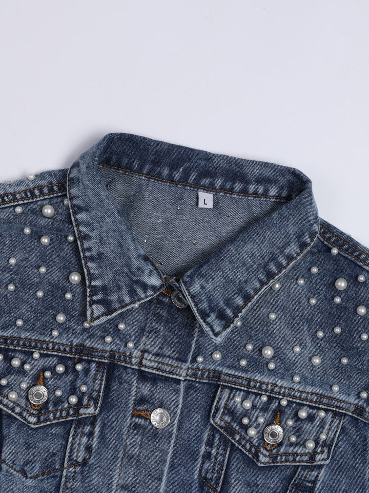 Drune Exklusive Lina Jeansjacke | Denim-Liebling mit stilvoller Perlenverzierung