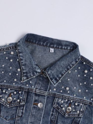 Drune Exklusive Lina Jeansjacke | Denim-Liebling mit stilvoller Perlenverzierung