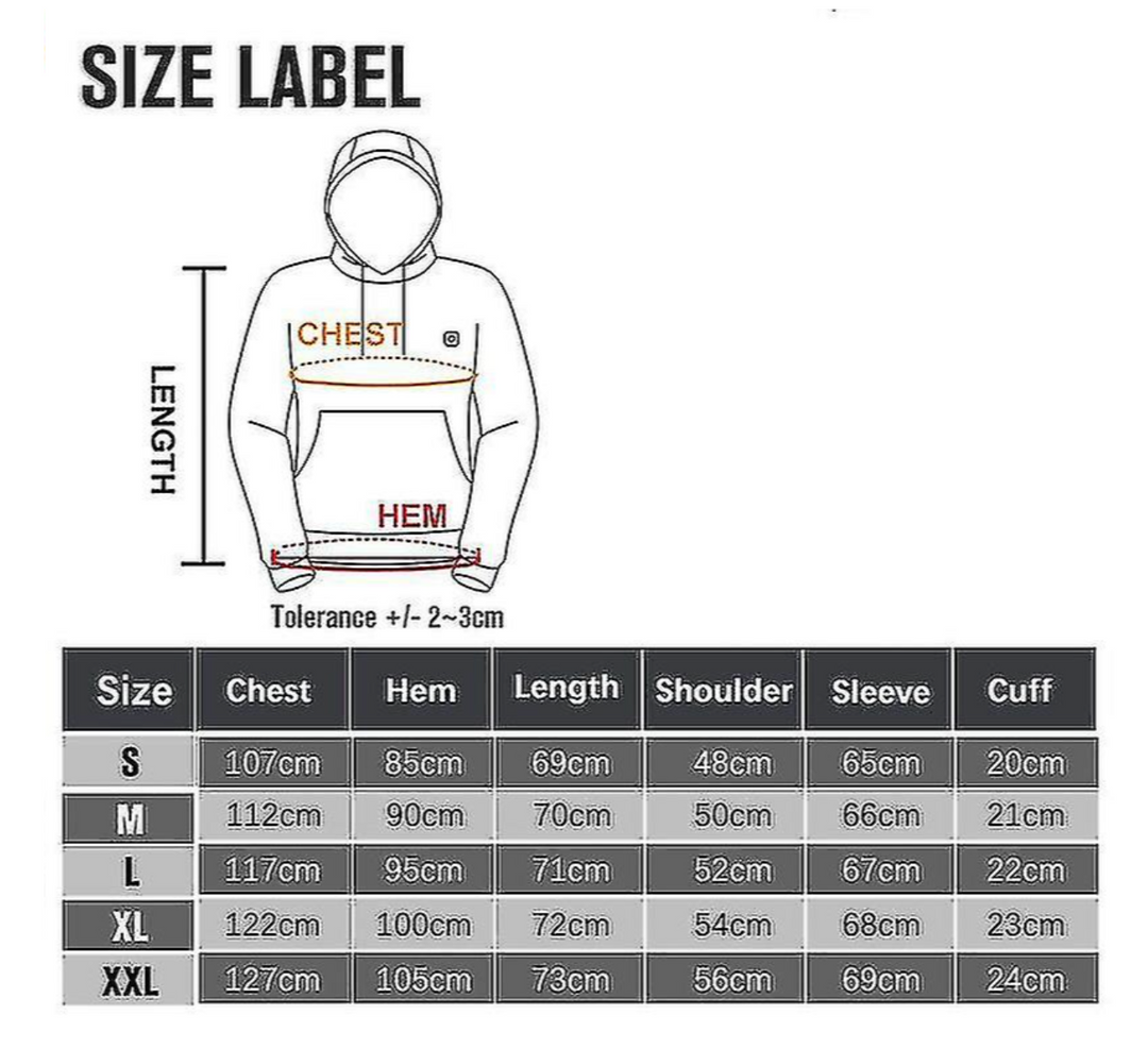 Drune Hoodies, USB elektrische Heizung leichte Kapuzen-Sweatshirts Jacke
