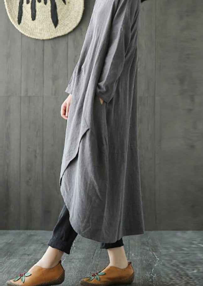 Drune Langärmeliges unregelmäßiges Midikleid