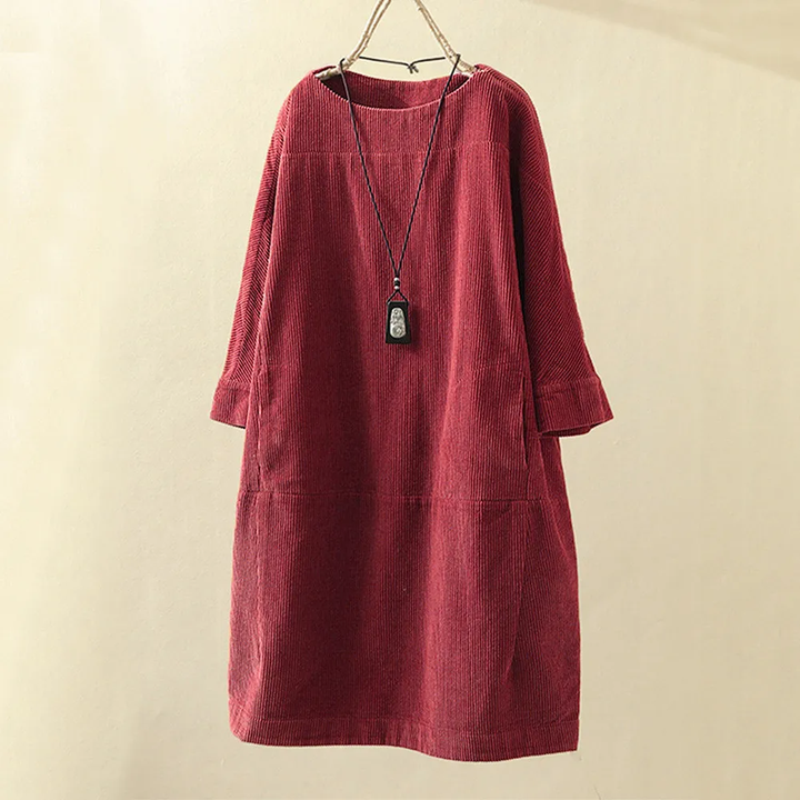 Drune LUNA - Vintage Herbst Kord Midikleid