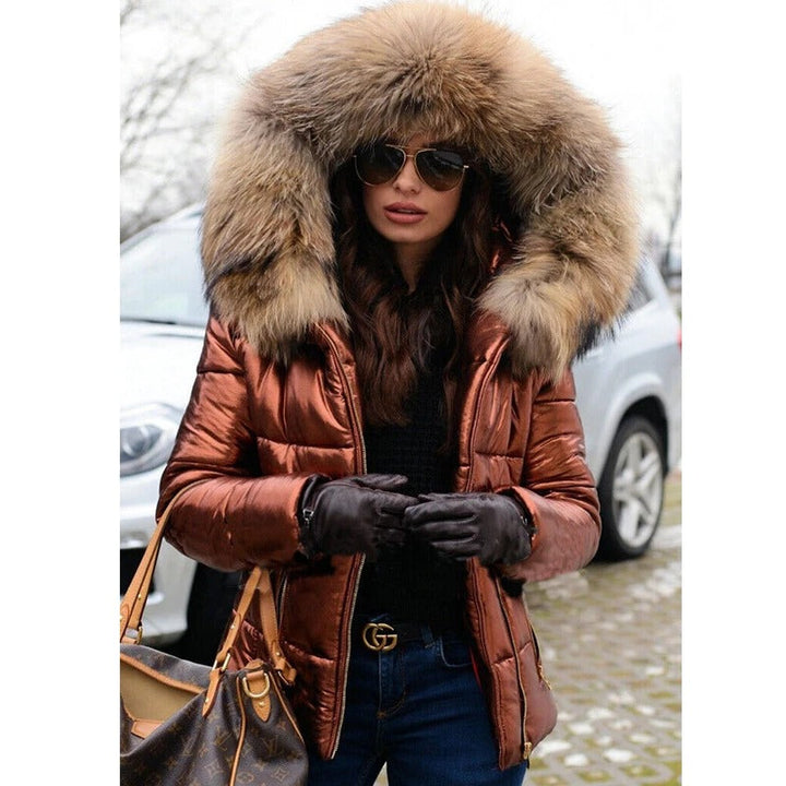 Drune - Paris -Stylische Jacke mit Kunstfellfutter, Kapuze und Kragen
